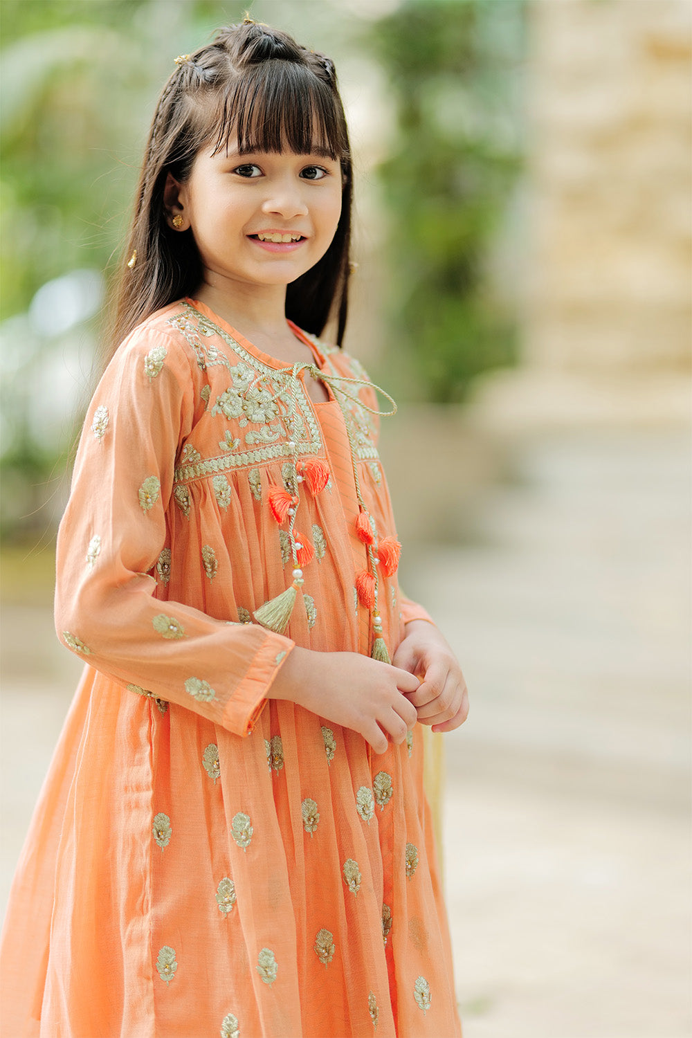 Banarsi Khaddi Net Peach 3 Piece Suit - Senorita