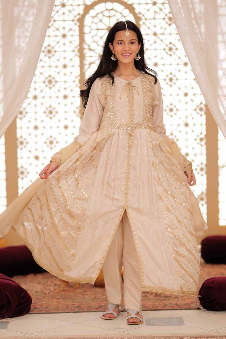 Fancy Fabric Crinkle Multic Zari Fawn Stitched Suit - Senorita