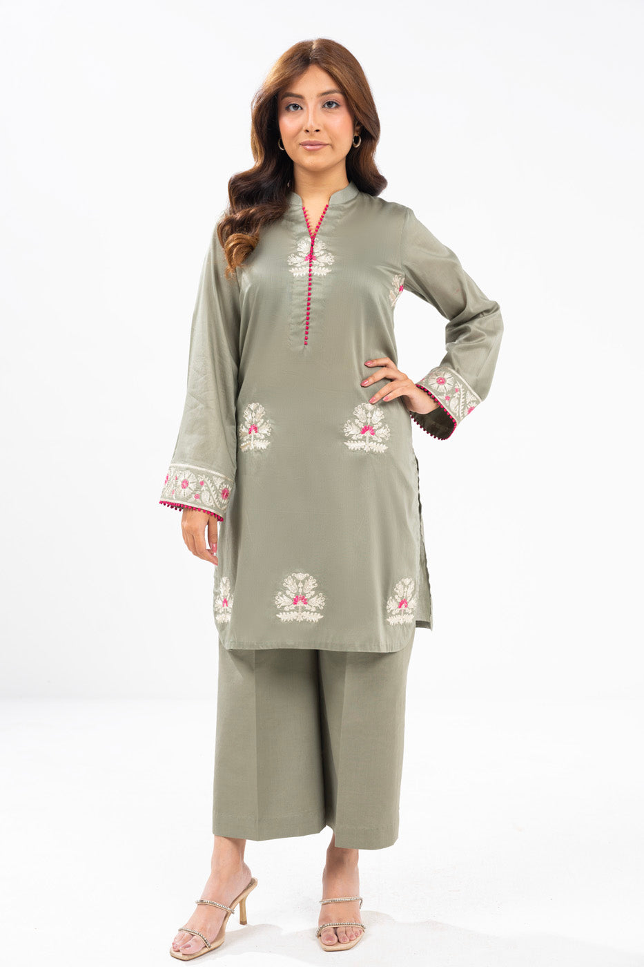 Embroidered Self Jacquard Light Green Unstitched Suit - Alkaram