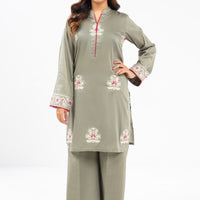 Embroidered Self Jacquard Light Green Stitched Suit - Alkaram