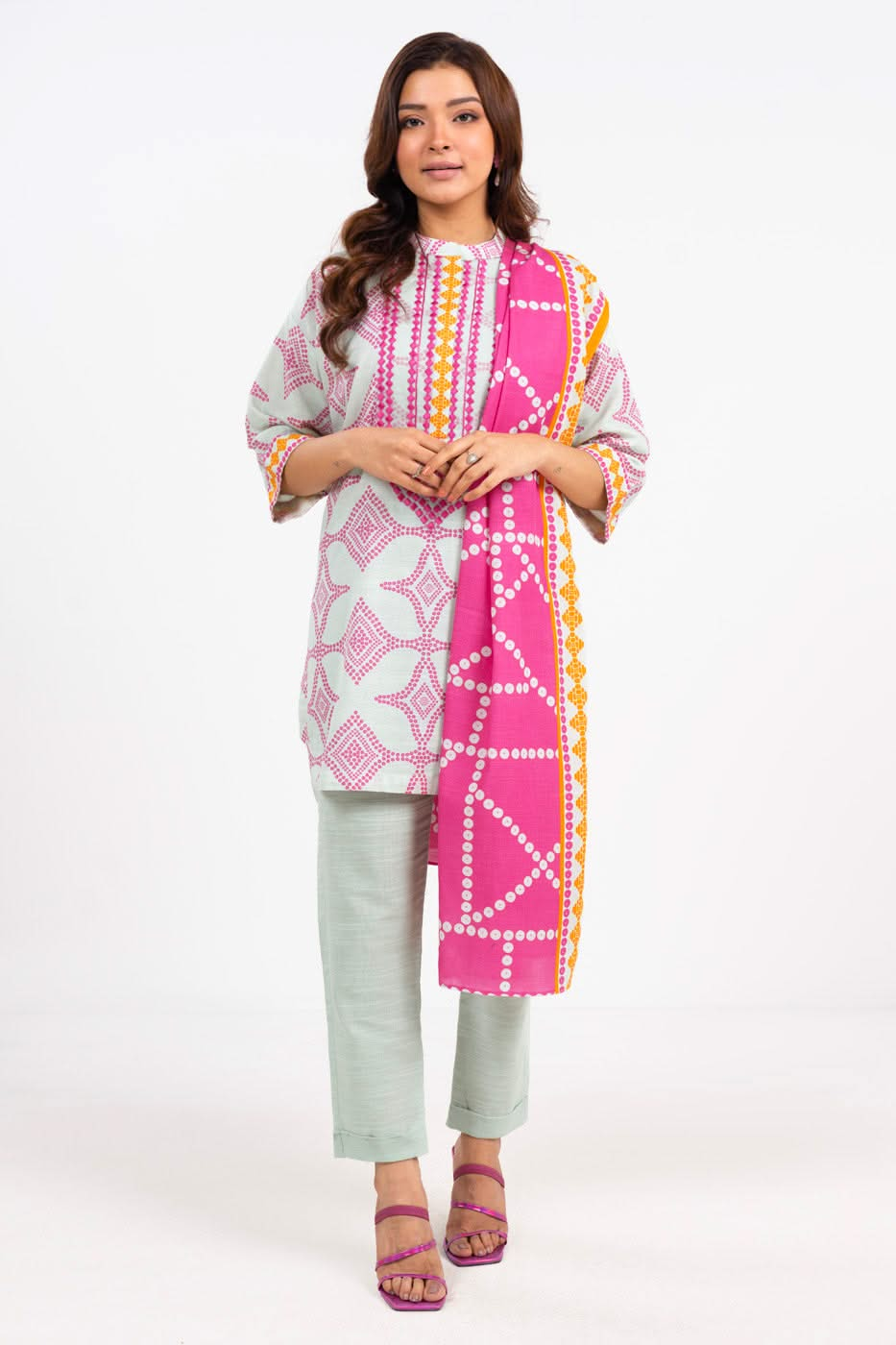 Embroidered Karandi Cream Unstitched Suit - Alkaram