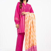 Embroidered Khaddar Pink Unstitched Suit - Alkaram