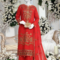 Chiffon Orange Stitched Suit - Panjnad by J. Junaid Jamshed