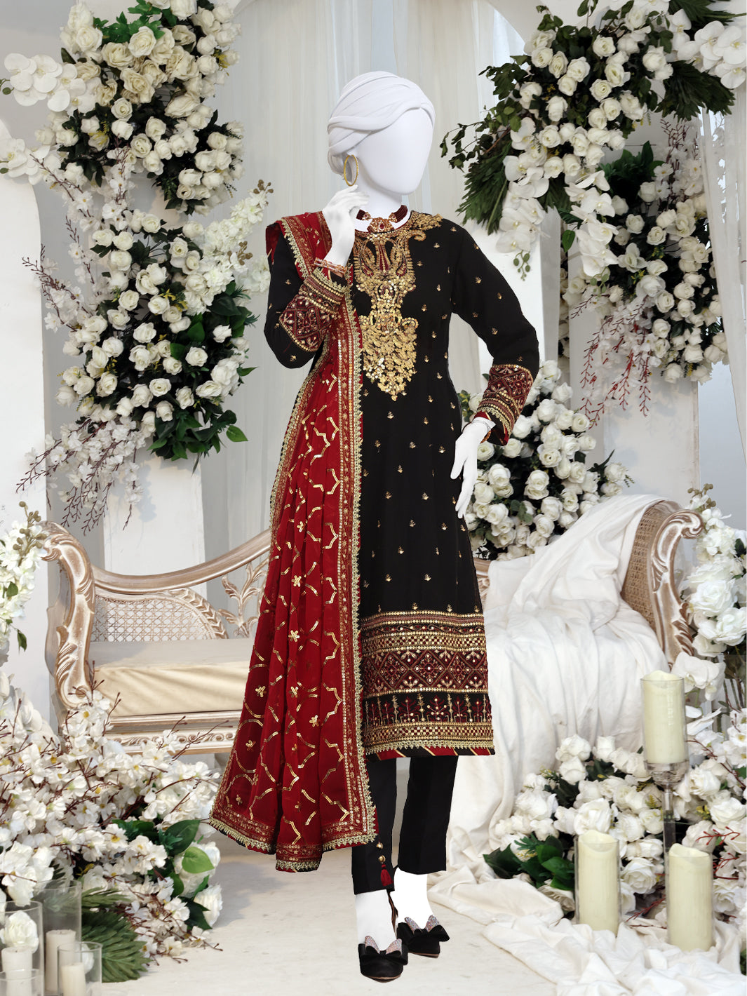 Chiffon Black Stitched Suit - Panjnad by J. Junaid Jamshed