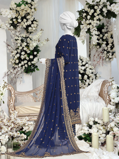 Chiffon Blue Stitched Suit - Panjnad by J. Junaid Jamshed