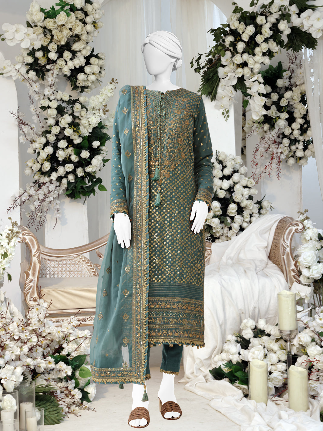 Chiffon Blue Stitched Suit - Panjnad by J. Junaid Jamshed