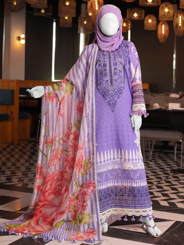 Twisted Fabric Purple Stitched Suit - J. Junaid Jamshed