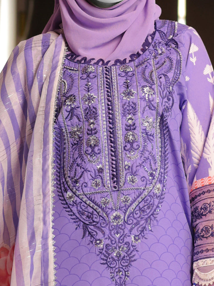 Twisted Fabric Purple Stitched Suit - J. Junaid Jamshed