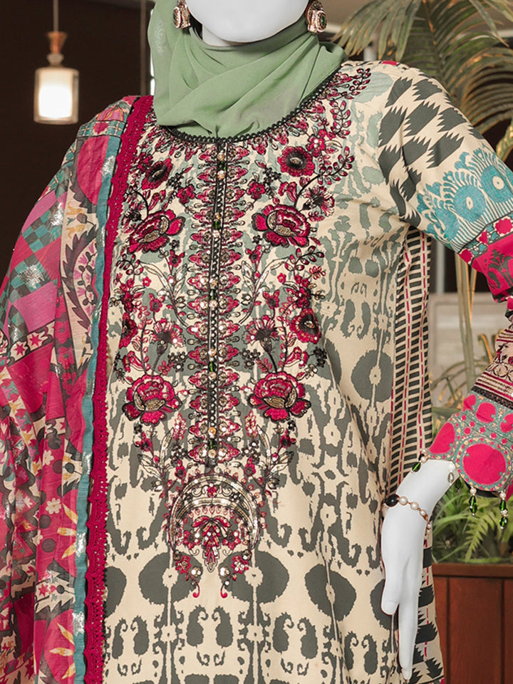 Twisted Fabric Green Stitched Suit - J. Junaid Jamshed