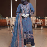Twisted Fabric Blue Stitched Suit - J. Junaid Jamshed