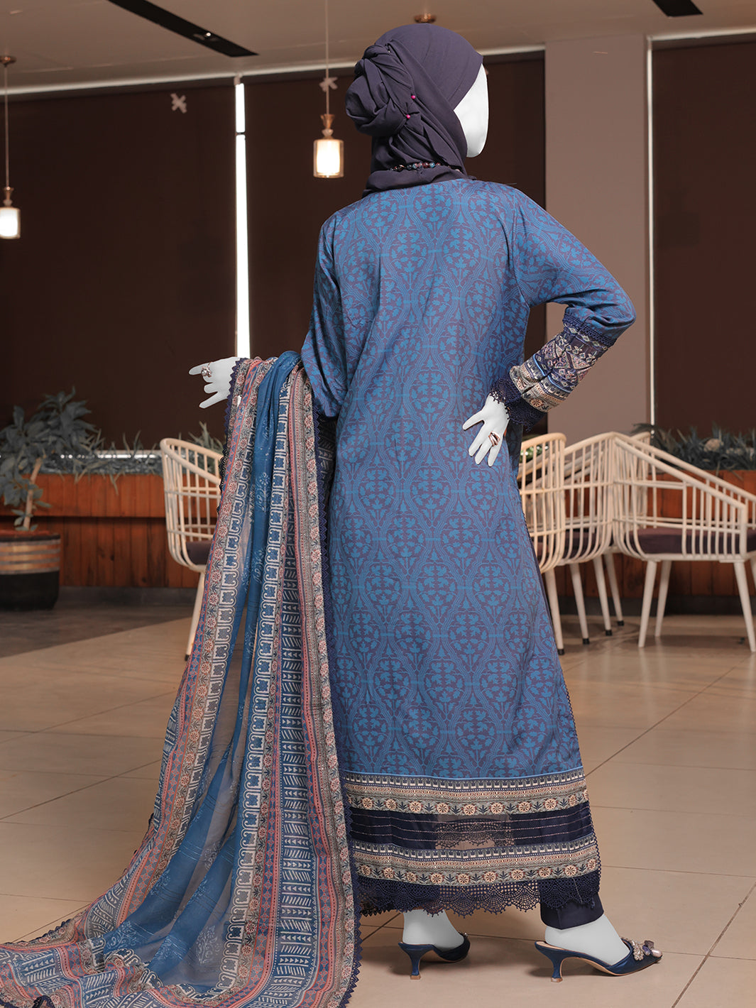 Twisted Fabric Blue Stitched Suit - J. Junaid Jamshed