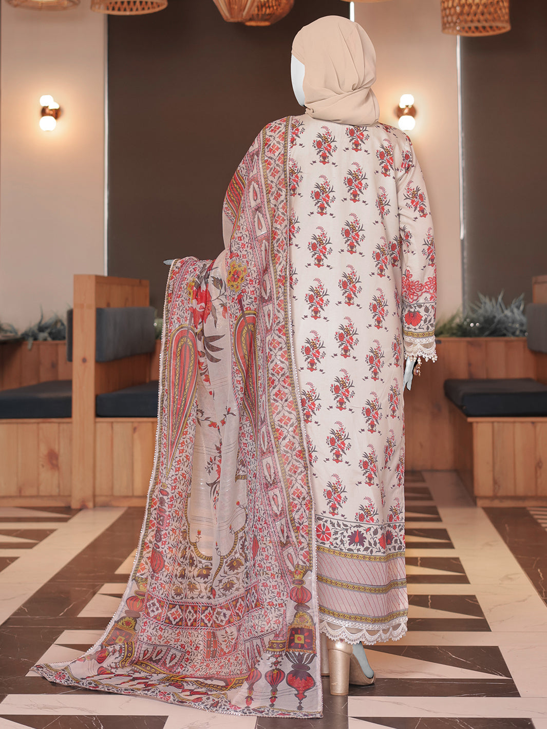 Twisted Fabric White Stitched Suit - J. Junaid Jamshed
