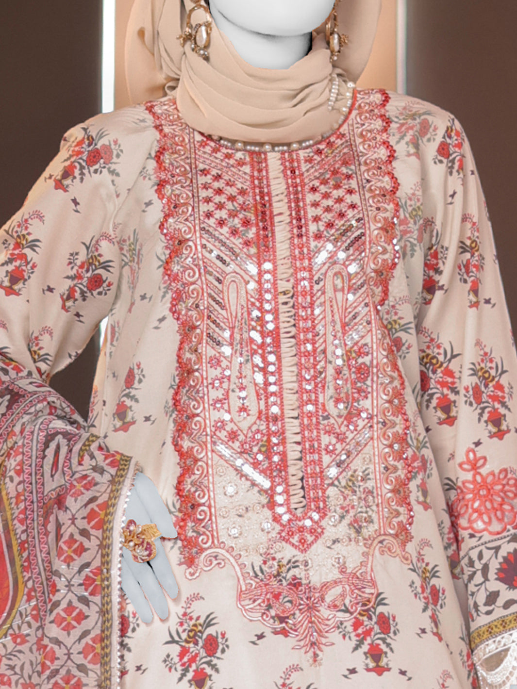 Twisted Fabric White Stitched Suit - J. Junaid Jamshed