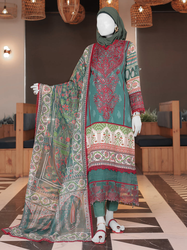 Twisted Fabric Green Stitched Suit - J. Junaid Jamshed