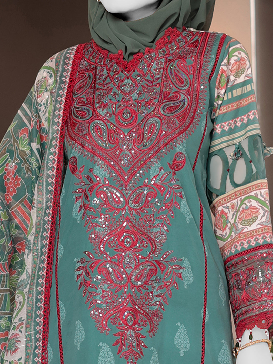 Twisted Fabric Green Stitched Suit - J. Junaid Jamshed