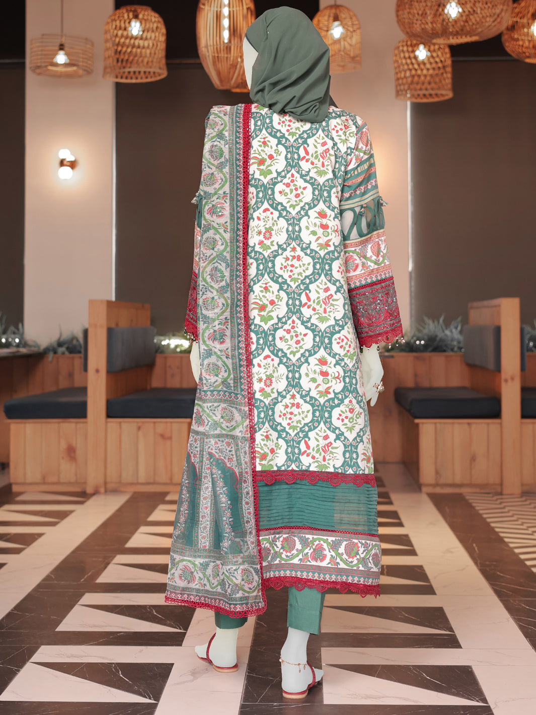 Twisted Fabric Green Stitched Suit - J. Junaid Jamshed