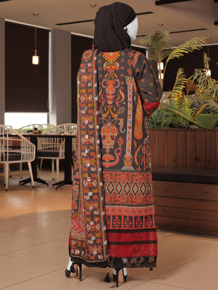 Twisted Fabric Black Stitched Suit - J. Junaid Jamshed