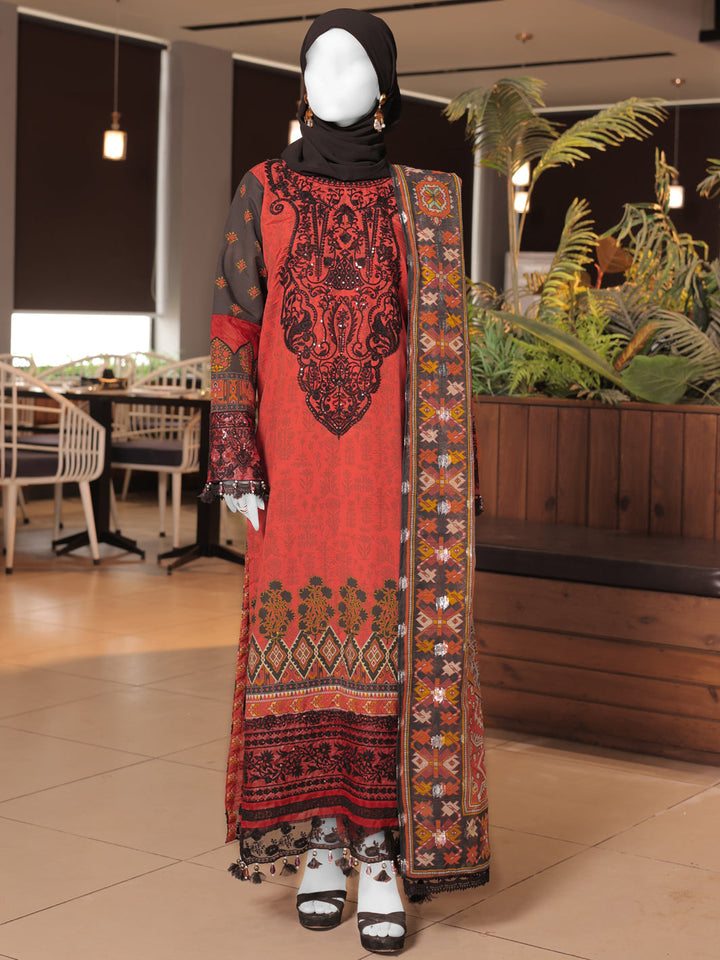 Twisted Fabric Black Stitched Suit - J. Junaid Jamshed
