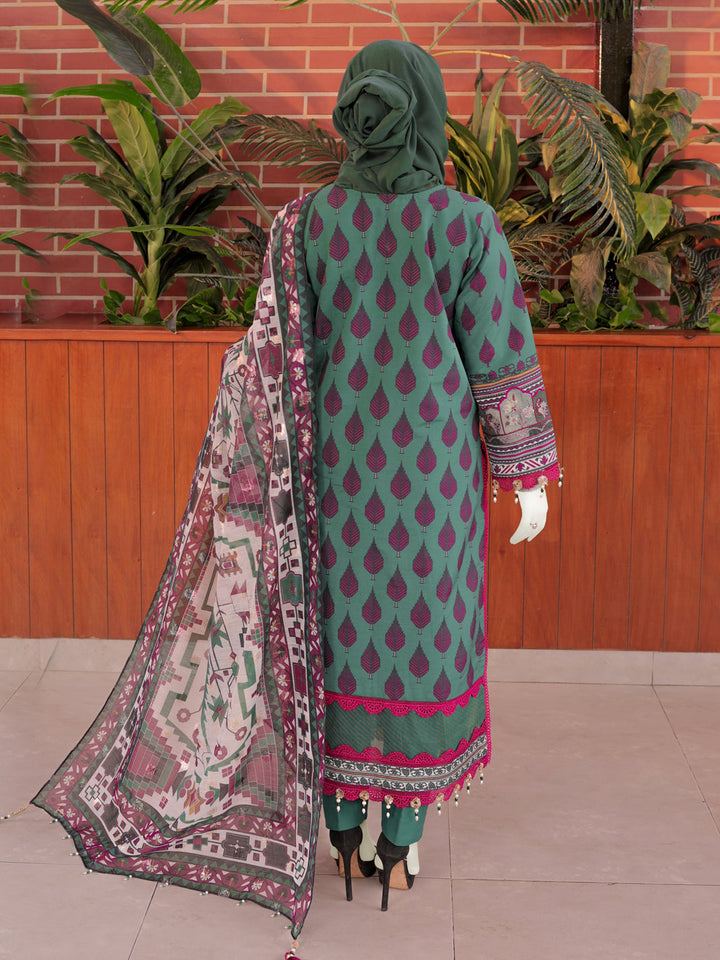 Twisted Fabric Green Stitched Suit - J. Junaid Jamshed