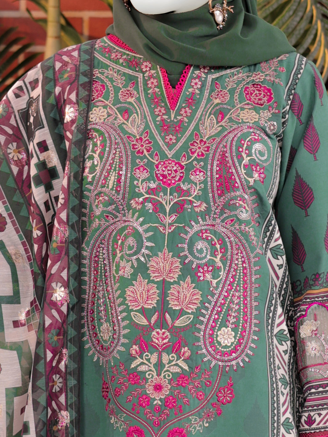 Twisted Fabric Green Stitched Suit - J. Junaid Jamshed