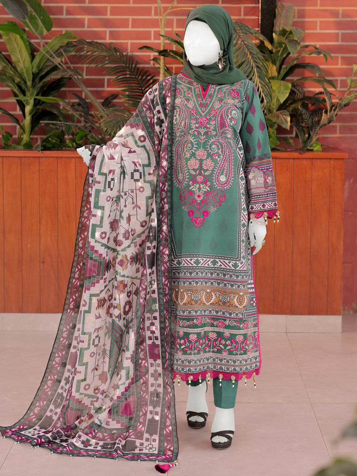Twisted Fabric Green Stitched Suit - J. Junaid Jamshed
