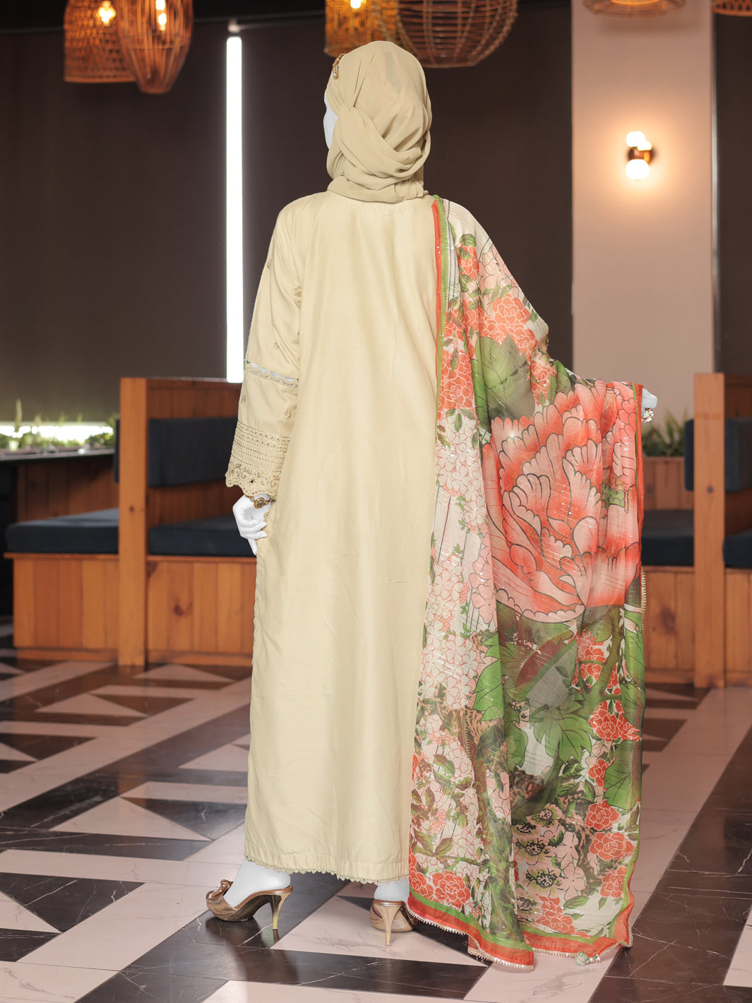 Twisted Fabric Fawn Stitched Suit - J. Junaid Jamshed