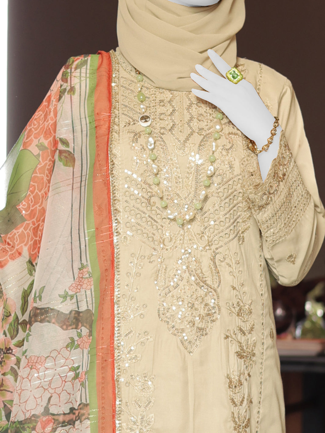 Twisted Fabric Fawn Stitched Suit - J. Junaid Jamshed