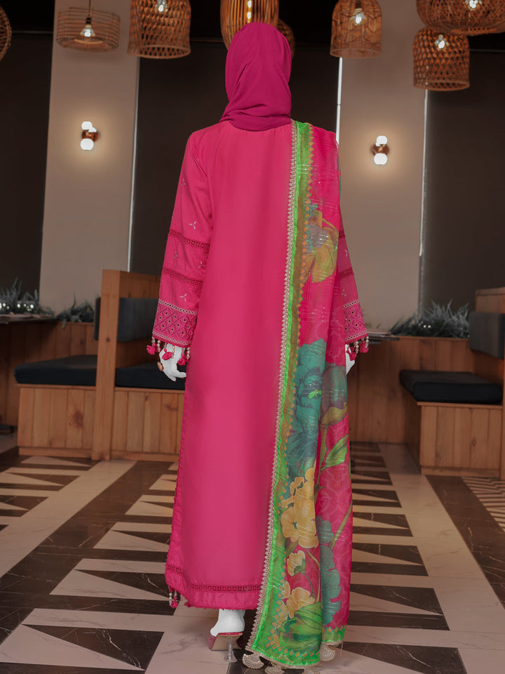 Twisted Fabric Fuchsia Stitched Suit - J. Junaid Jamshed