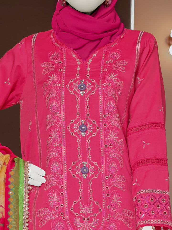 Twisted Fabric Fuchsia Stitched Suit - J. Junaid Jamshed
