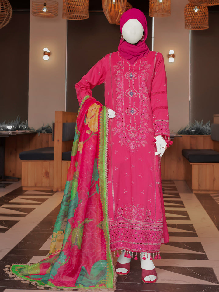 Twisted Fabric Fuchsia Stitched Suit - J. Junaid Jamshed