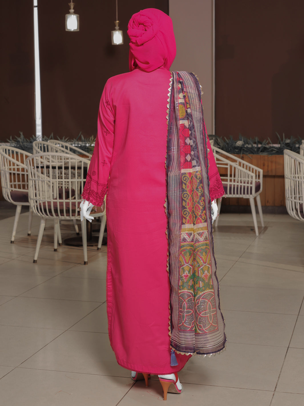 Twisted Fabric Fuchsia Stitched Suit - J. Junaid Jamshed