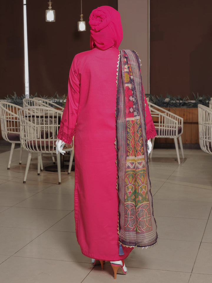 Twisted Fabric Fuchsia Stitched Suit - J. Junaid Jamshed