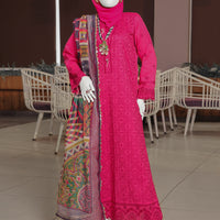 Twisted Fabric Fuchsia Stitched Suit - J. Junaid Jamshed