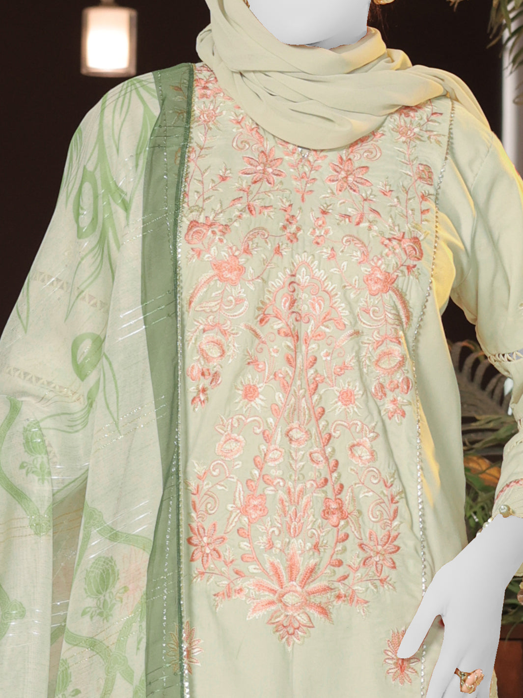 Twisted Fabric Green Stitched Suit - J. Junaid Jamshed
