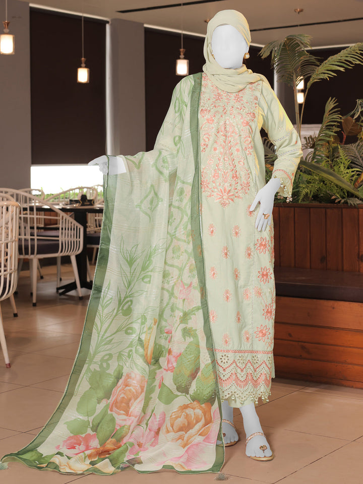 Twisted Fabric Green Stitched Suit - J. Junaid Jamshed
