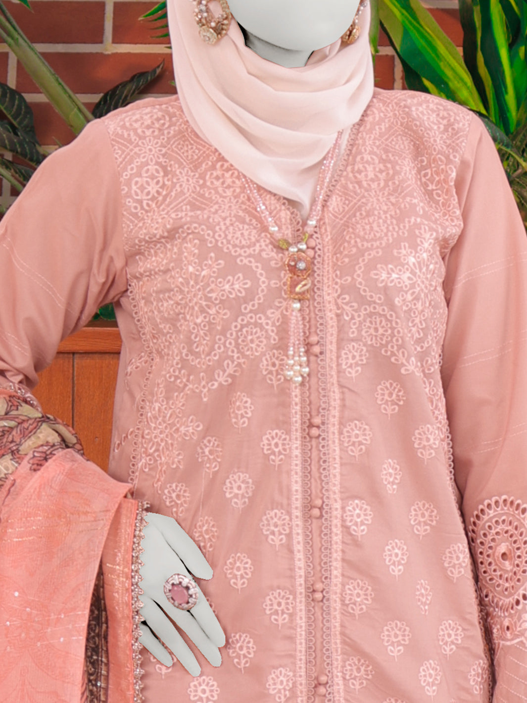 Twisted Fabric Pink Stitched Suit - J. Junaid Jamshed