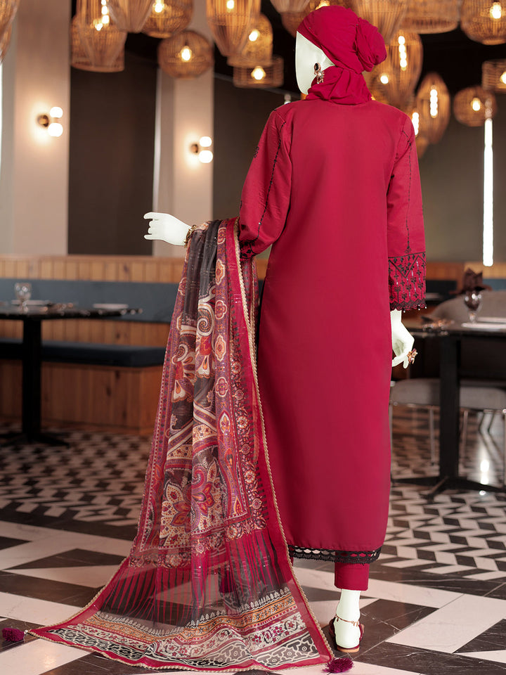 Twisted Fabric Red Stitched Suit - J. Junaid Jamshed