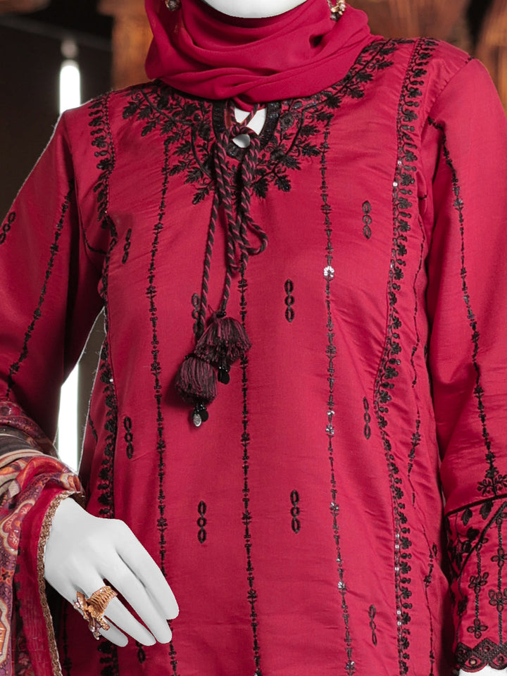 Twisted Fabric Red Stitched Suit - J. Junaid Jamshed