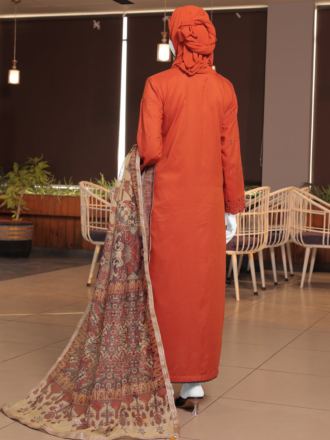 Twisted Fabric Rust Stitched Suit - J. Junaid Jamshed