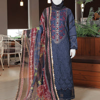 Twisted Fabric Blue Stitched Suit - J. Junaid Jamshed