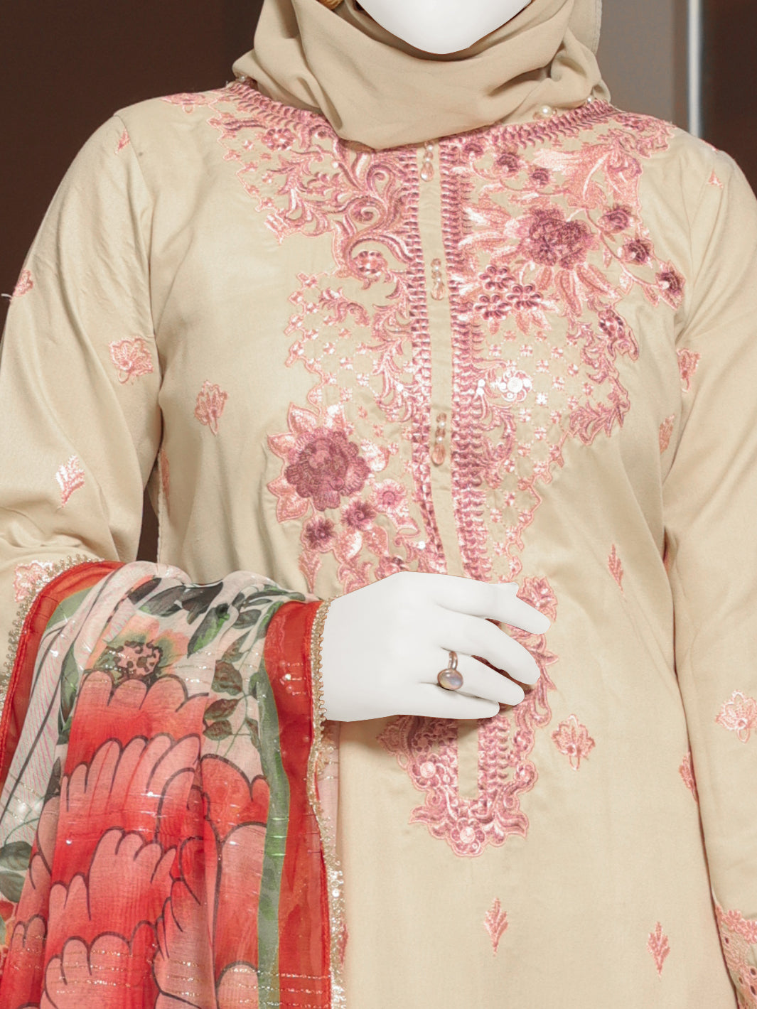 Twisted Fabric Fawn Stitched Suit - J. Junaid Jamshed