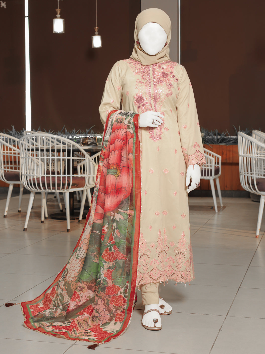 Twisted Fabric Fawn Stitched Suit - J. Junaid Jamshed