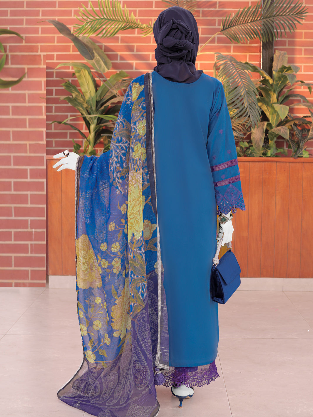 Twisted Fabric Royal Blue Stitched Suit - J. Junaid Jamshed