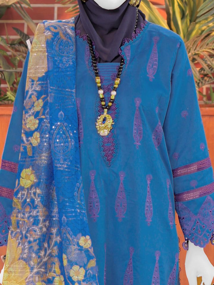 Twisted Fabric Royal Blue Stitched Suit - J. Junaid Jamshed