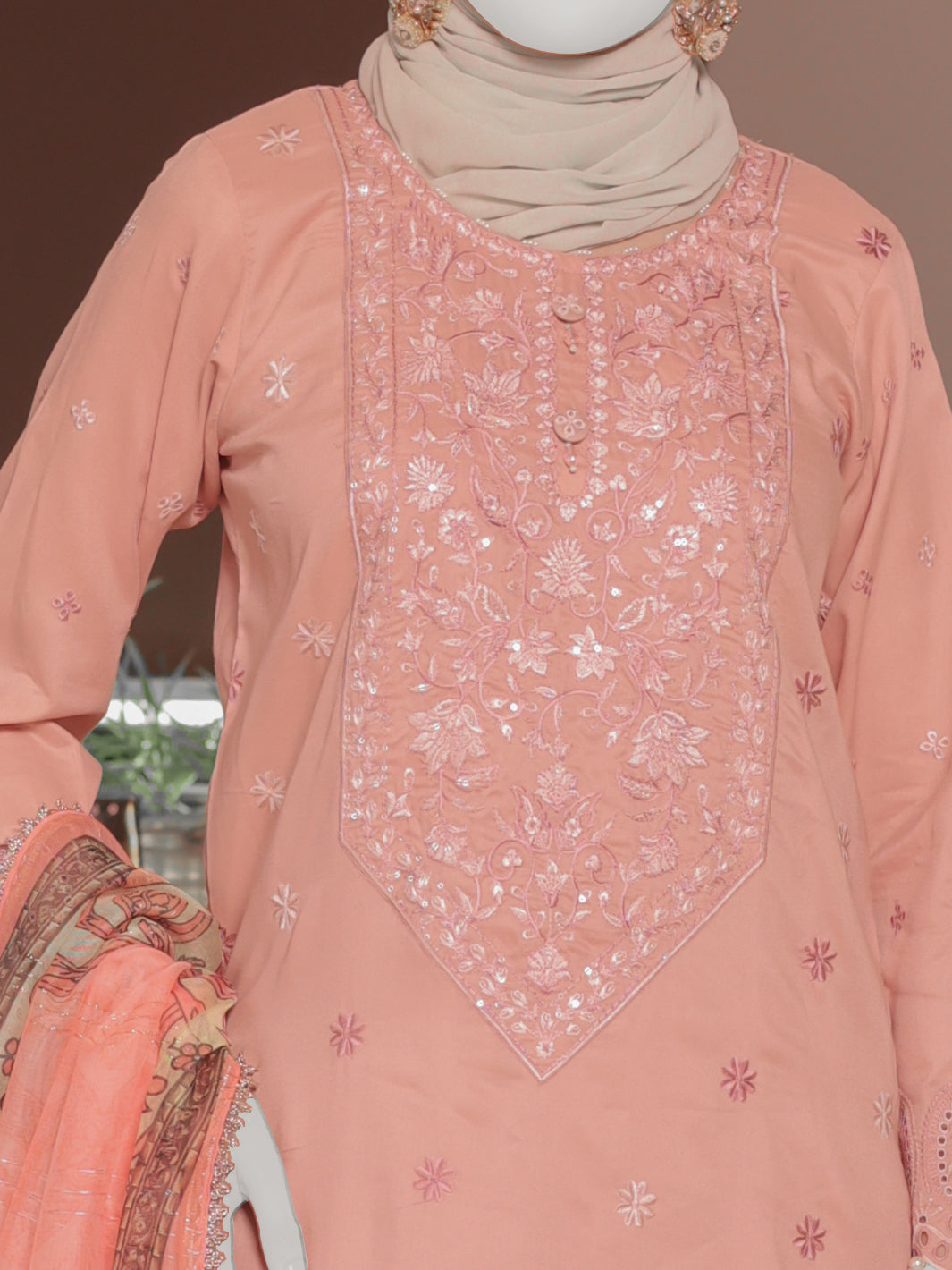 Twisted Fabric Peach Stitched Suit - J. Junaid Jamshed