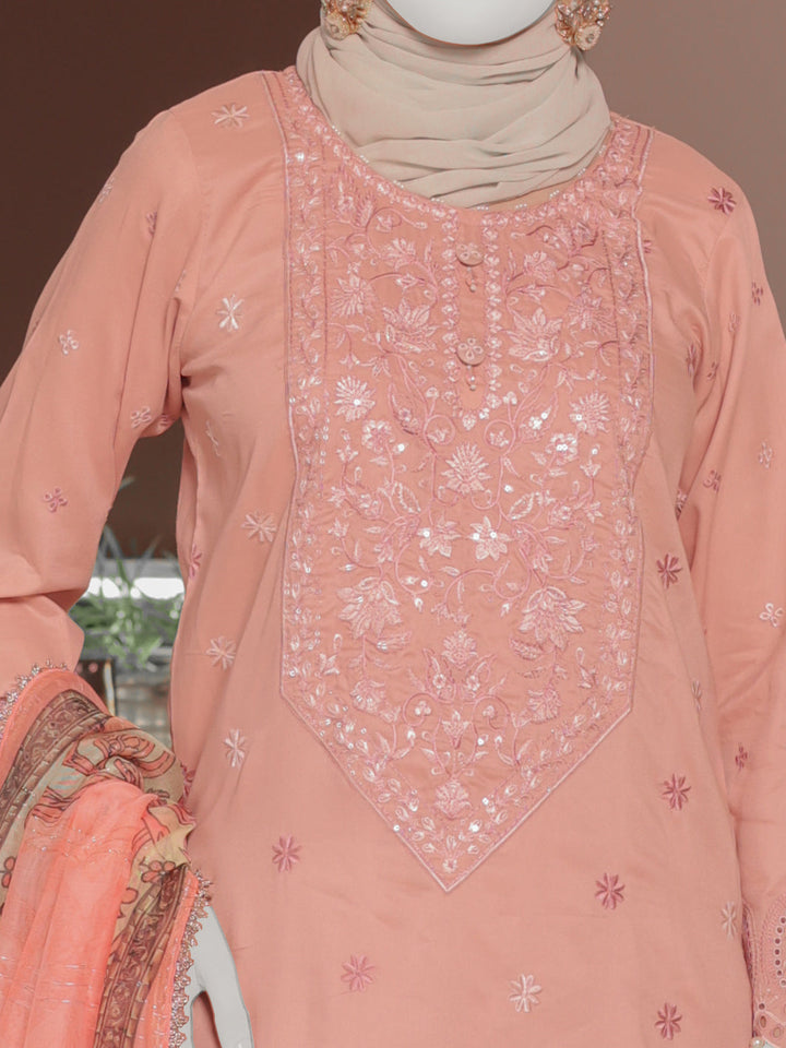Twisted Fabric Peach Stitched Suit - J. Junaid Jamshed