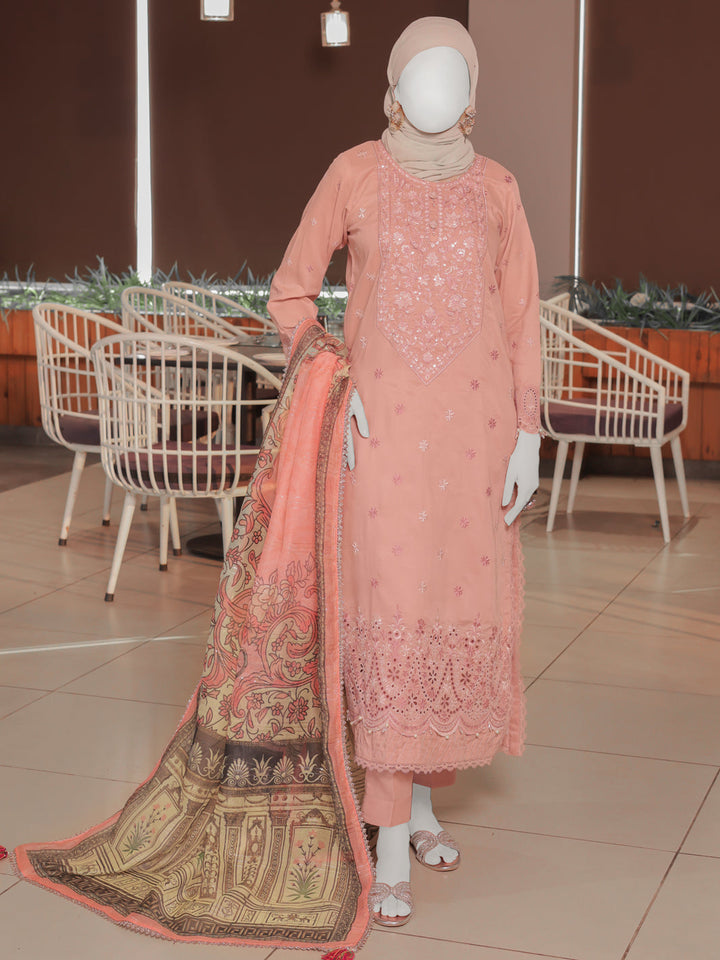 Twisted Fabric Peach Stitched Suit - J. Junaid Jamshed