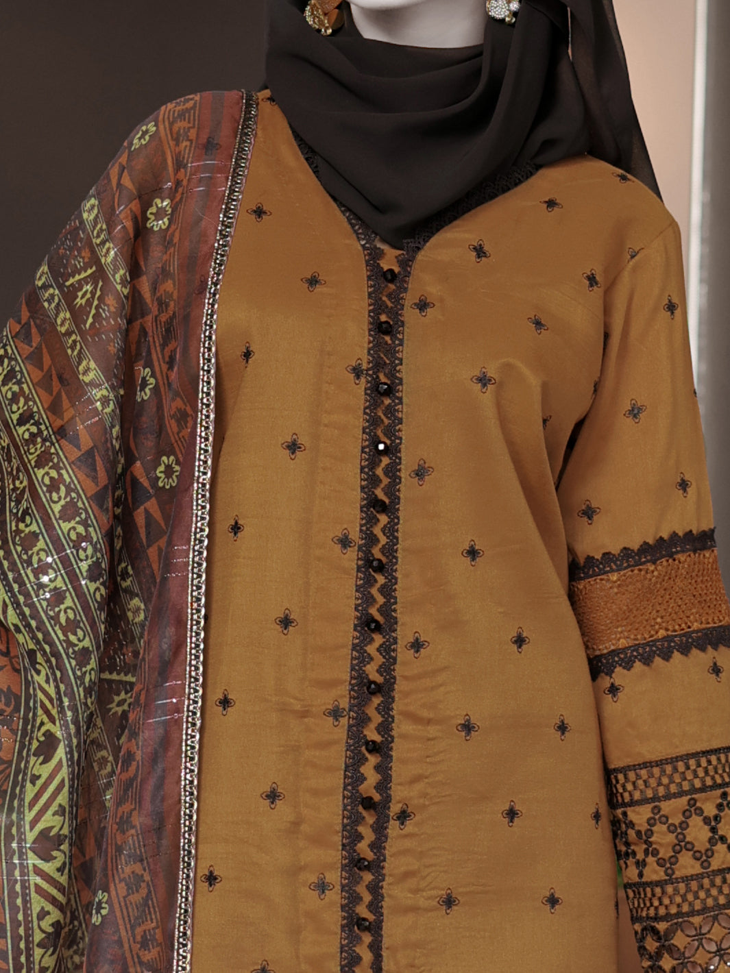 Twisted Fabric Brown Stitched Suit - J. Junaid Jamshed