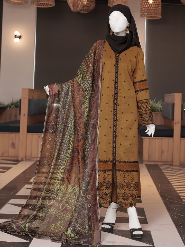 Twisted Fabric Brown Stitched Suit - J. Junaid Jamshed