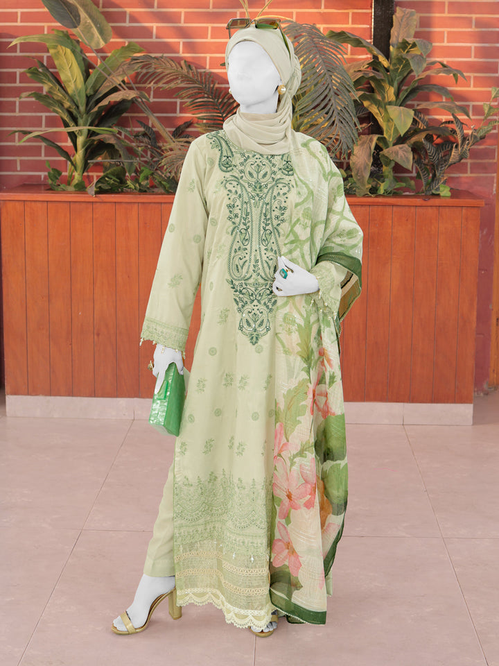 Twisted Fabric Green Stitched Suit - J. Junaid Jamshed